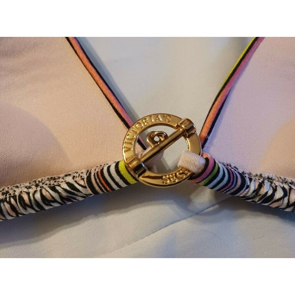 Victoria's Secret Swim Top XS Push up Bra NEW gold multicolor rare - Picture 2 of 4